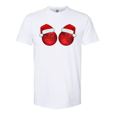 Christmas Ball Ornaments Boob Bra Funny Funnys Christmas Softstyle® CVC T-Shirt