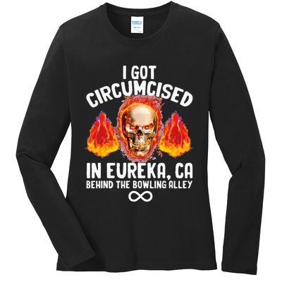 Circumcised Bowling Oddly Specific Humor Weird Ladies Long Sleeve Shirt