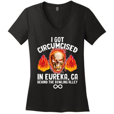 Circumcised Bowling Oddly Specific Humor Weird Women's V-Neck T-Shirt