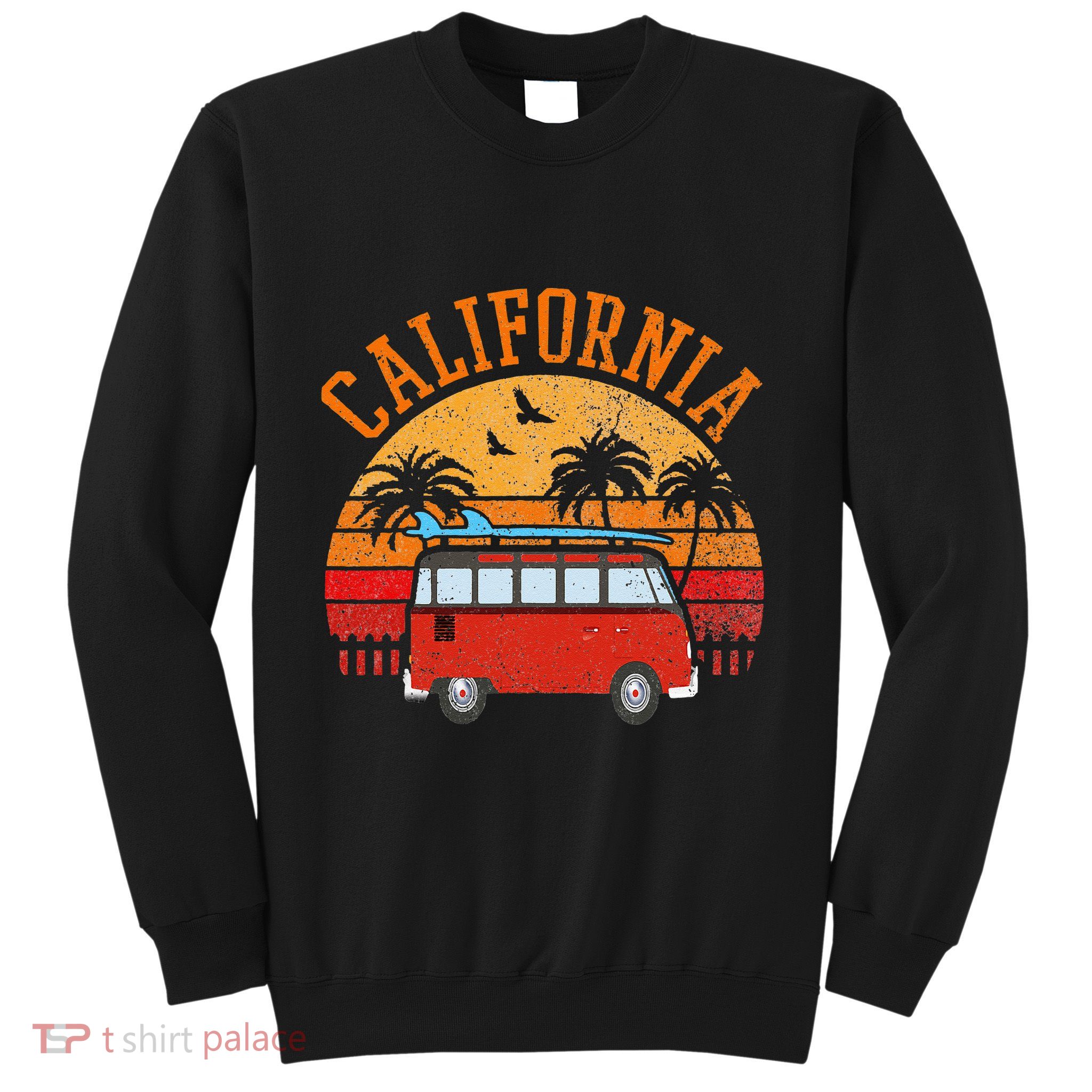 California Beach Outfit Hippie Van Surf Tee Vintage Surfer Sweatshirt