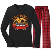 California Beach Outfit Hippie Van Surf Tee Vintage Surfer Women's Long Sleeve Flannel Pajama Set 