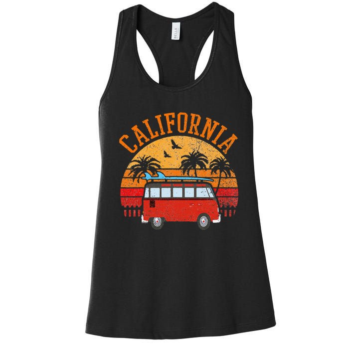 California Beach Outfit Hippie Van Surf Tee Vintage Surfer Women's Racerback Tank