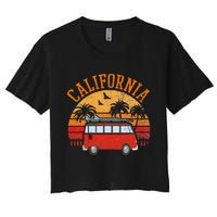 California Beach Outfit Hippie Van Surf Tee Vintage Surfer Women's Crop Top Tee