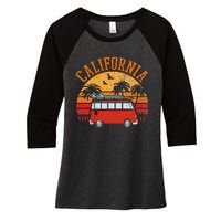 California Beach Outfit Hippie Van Surf Tee Vintage Surfer Women's Tri-Blend 3/4-Sleeve Raglan Shirt