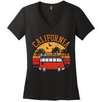 California Beach Outfit Hippie Van Surf Tee Vintage Surfer Women's V-Neck T-Shirt