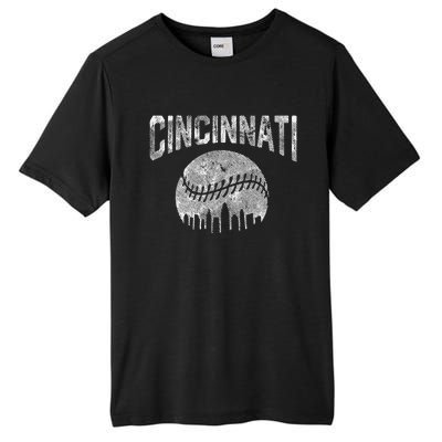 Cincinnati Baseball Ohio Skyline City Vintage Style Tall Fusion ChromaSoft Performance T-Shirt