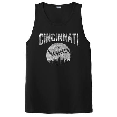 Cincinnati Baseball Ohio Skyline City Vintage Style PosiCharge Competitor Tank