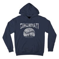 Cincinnati Baseball Ohio Skyline City Vintage Style Hoodie