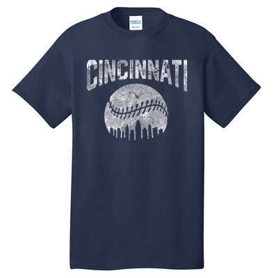 Cincinnati Baseball Ohio Skyline City Vintage Style Tall T-Shirt