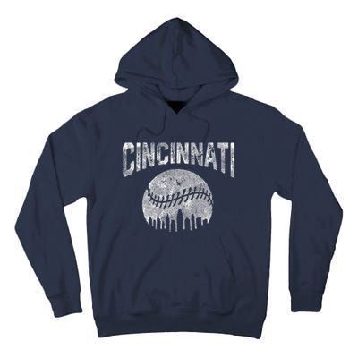 Cincinnati Baseball Ohio Skyline City Vintage Style Tall Hoodie