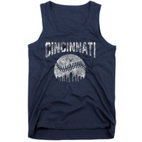 Cincinnati Baseball Ohio Skyline City Vintage Style Tank Top