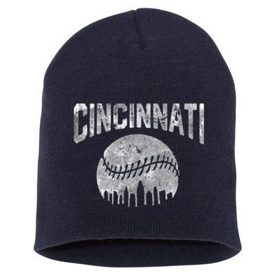 Cincinnati Baseball Ohio Skyline City Vintage Style Short Acrylic Beanie