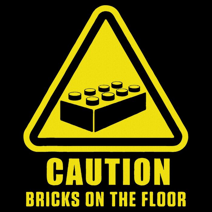 Caution Bricks On Floor Building Blocks Master Builder Flat Bill Trucker Hat