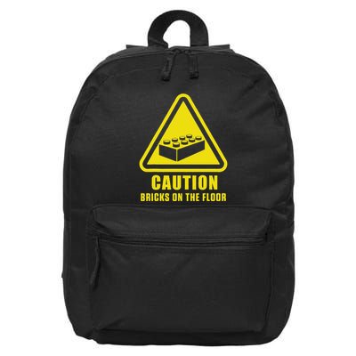 Caution Bricks On Floor Building Blocks Master Builder 16 in Basic Backpack