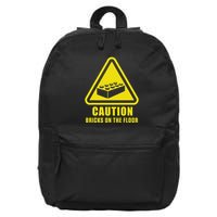 Caution Bricks On Floor Building Blocks Master Builder 16 in Basic Backpack