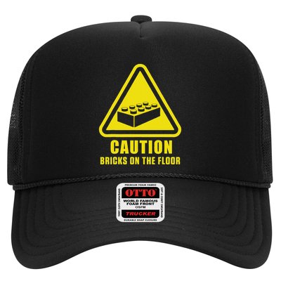 Caution Bricks On Floor Building Blocks Master Builder Trucker Hat