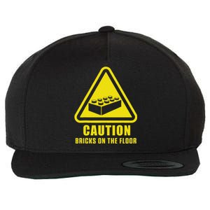 Caution Bricks On Floor Building Blocks Master Builder Wool Snapback Cap