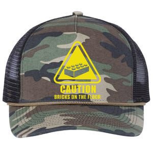 Caution Bricks On Floor Building Blocks Master Builder Retro Rope Trucker Hat Cap