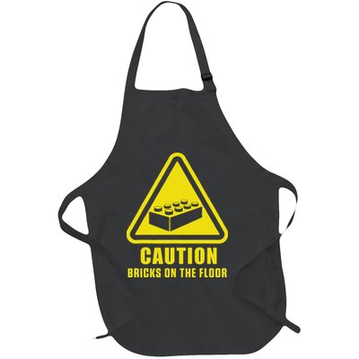 Caution Bricks On Floor Building Blocks Master Builder Full-Length Apron With Pockets