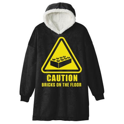 Caution Bricks On Floor Building Blocks Master Builder Hooded Wearable Blanket