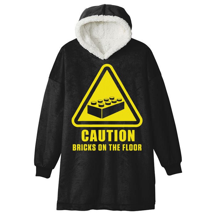 Caution Bricks On Floor Building Blocks Master Builder Hooded Wearable Blanket