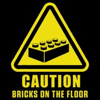 Caution Bricks On Floor Building Blocks Master Builder Button