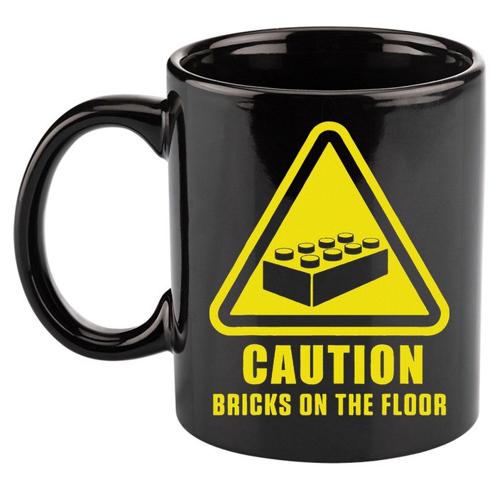 Caution Bricks On Floor Building Blocks Master Builder 11oz C Handle Ceramic Mug