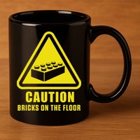 Caution Bricks On Floor Building Blocks Master Builder 11oz C Handle Ceramic Mug
