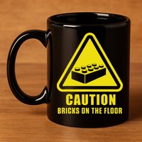 Caution Bricks On Floor Building Blocks Master Builder 11oz C Handle Ceramic Mug