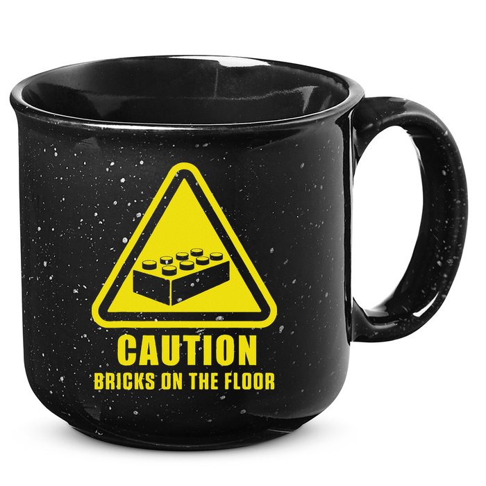 Caution Bricks On Floor Building Blocks Master Builder 15oz Campfire Ceramic Mug