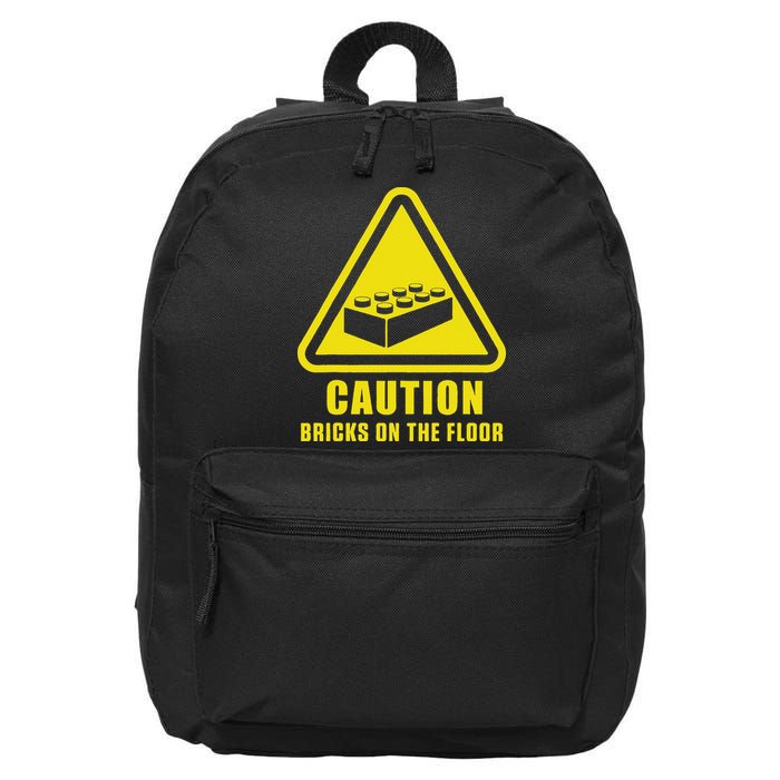 Caution Bricks On Floor Building Blocks Master Builder 16 in Basic Backpack