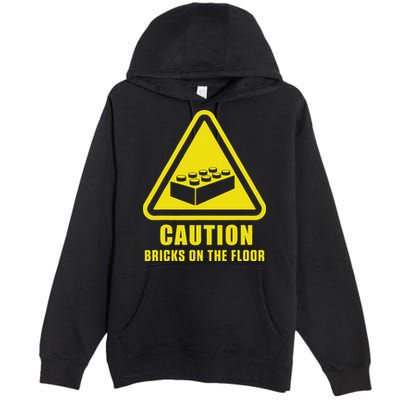 Caution Bricks On Floor Building Blocks Master Builder Premium Pullover Hoodie