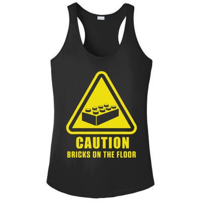 Caution Bricks On Floor Building Blocks Master Builder Ladies PosiCharge Competitor Racerback Tank