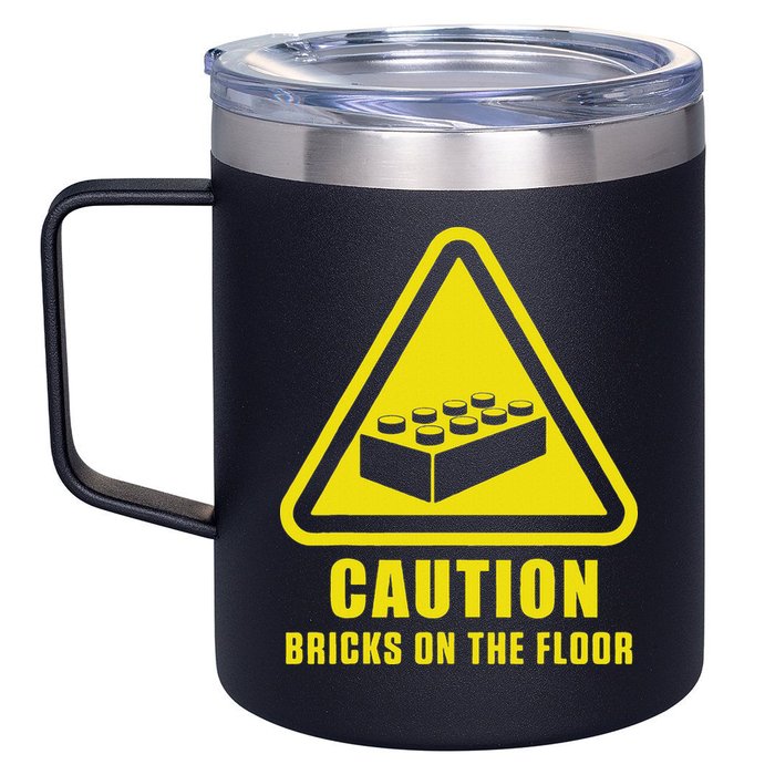 Caution Bricks On Floor Building Blocks Master Builder 12oz Stainless Steel Coffee Mug