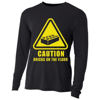 Caution Bricks On Floor Building Blocks Master Builder Cooling Performance Long Sleeve Crew
