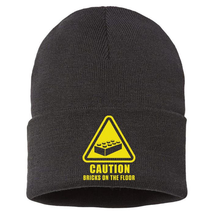 Caution Bricks On Floor Building Blocks Master Builder Sustainable Knit Beanie