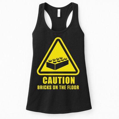 Caution Bricks On Floor Building Blocks Master Builder Womens Tank Top