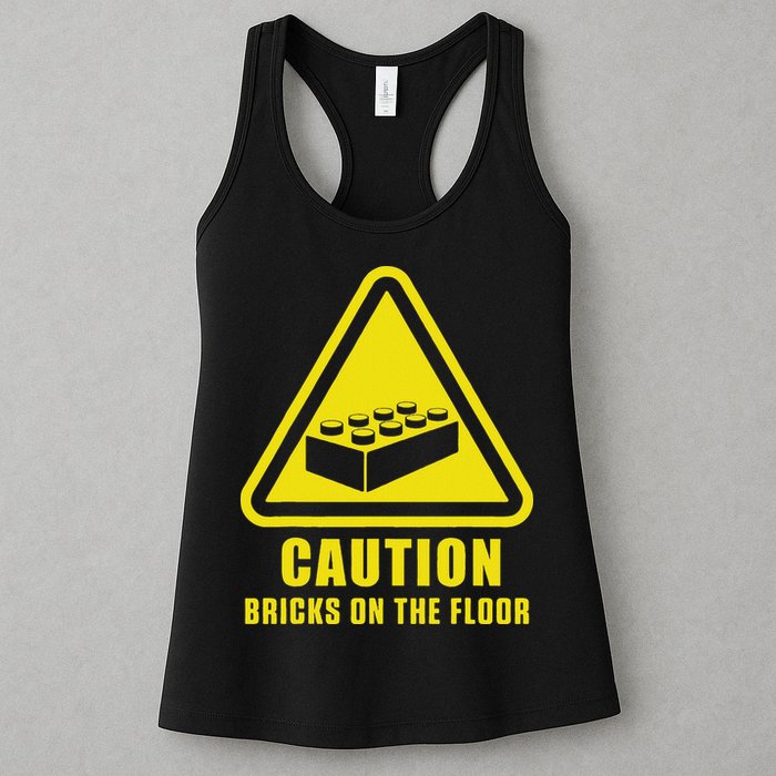 Caution Bricks On Floor Building Blocks Master Builder Womens Tank Top