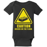 Caution Bricks On Floor Building Blocks Master Builder Baby Bodysuit