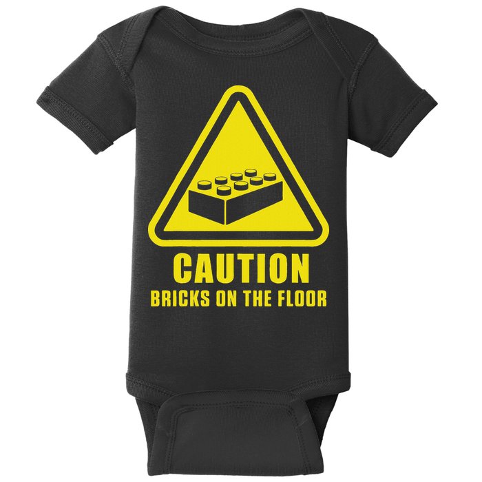 Caution Bricks On Floor Building Blocks Master Builder Baby Bodysuit