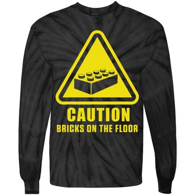 Caution Bricks On Floor Building Blocks Master Builder Tie-Dye Long Sleeve Shirt