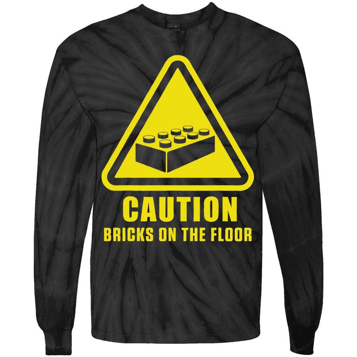 Caution Bricks On Floor Building Blocks Master Builder Tie-Dye Long Sleeve Shirt