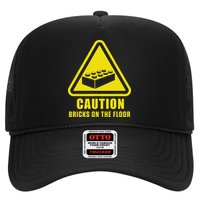 Caution Bricks On Floor Building Blocks Master Builder Trucker Hat