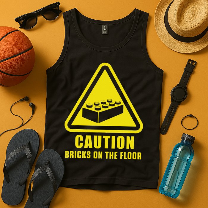 Caution Bricks On Floor Building Blocks Master Builder Tank Top