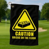 Caution Bricks On Floor Building Blocks Master Builder Golf Towel