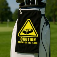 Caution Bricks On Floor Building Blocks Master Builder Golf Towel