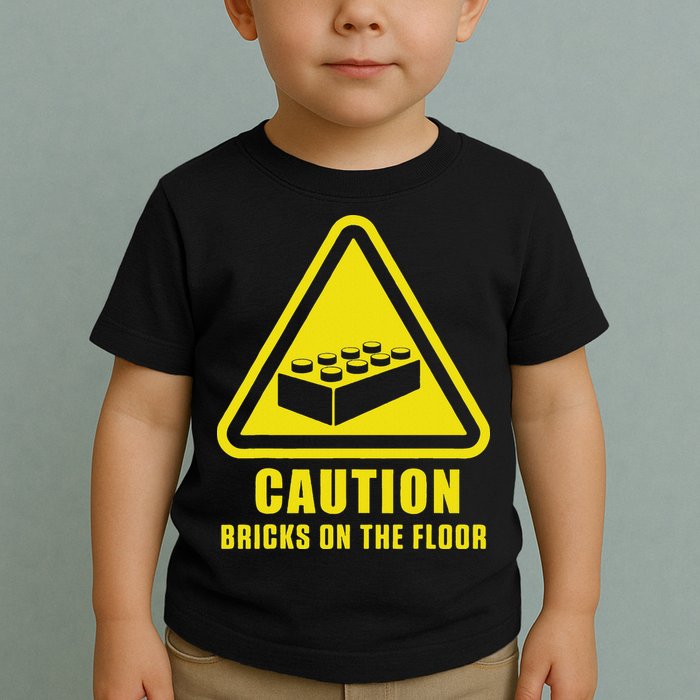 Caution Bricks On Floor Building Blocks Master Builder Toddler T-Shirt