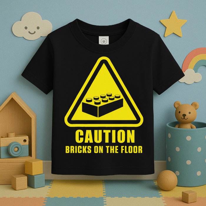 Caution Bricks On Floor Building Blocks Master Builder Toddler T-Shirt