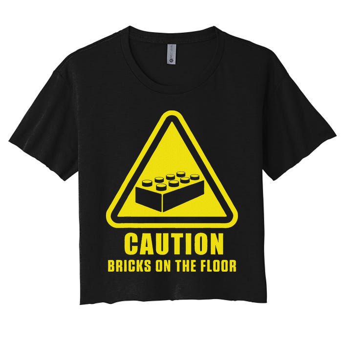 Caution Bricks On Floor Building Blocks Master Builder Crop Top