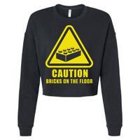 Caution Bricks On Floor Building Blocks Master Builder Cropped Pullover Crew